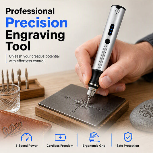 🖊️ Mini Penna Incisore Elettrica Senza Fili – 3 Velocità 5.000/10.000/18.000 giri/min | USB-C | Protezione da Sovraccarico | Incisione, Levigatura e Lucidatura | Alluminio + ABS ⚙️