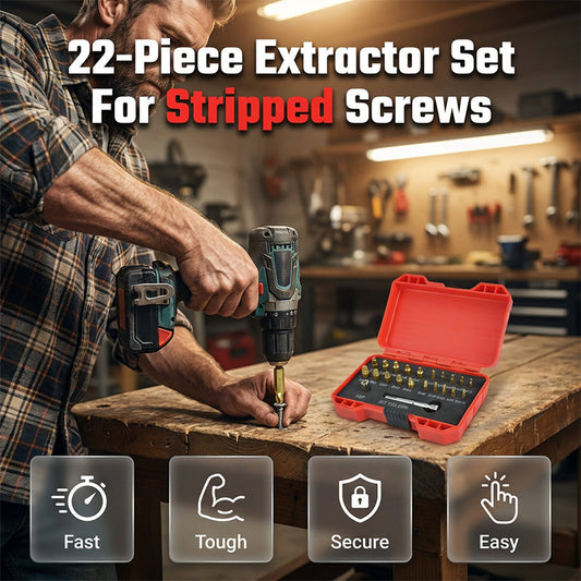 🔧 Set Estrattori per Viti Danneggiate – 22/33 Pz | Acciaio ad Alta Velocità | Sistema Doppio Foratura & Estrazione | Attacco Esagonale Universale | Per Fai da Te e Professionisti ⚙️✨