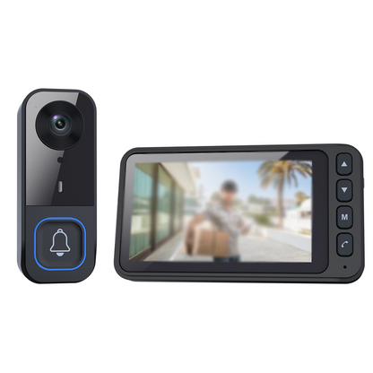 📹 Campanello Video Wireless con Monitor Interno | Video HD 1080p e Visione Grandangolare 170° | Audio Bidirezionale e Portata Fino a 150 m | Sicurezza per la Casa 🏠