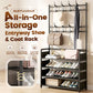 🧥 Appendiabiti con Scarpiera 3 in 1 | ✨ Organizer Salvaspazio Robusto | 🏠 Perfetto per Ingresso e Corridoio | 🛠️ Struttura in Metallo con Ganci a Doppia Fila