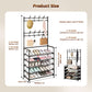 🧥 Appendiabiti con Scarpiera 3 in 1 | ✨ Organizer Salvaspazio Robusto | 🏠 Perfetto per Ingresso e Corridoio | 🛠️ Struttura in Metallo con Ganci a Doppia Fila