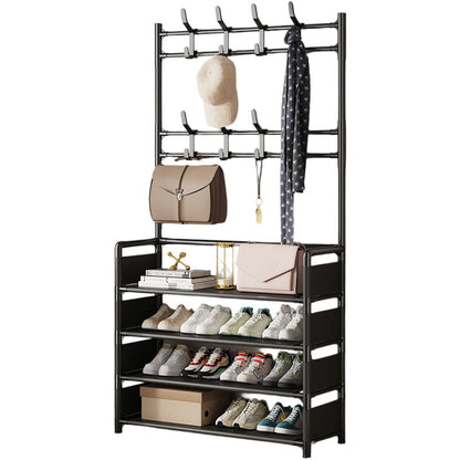 🧥 Appendiabiti con Scarpiera 3 in 1 | ✨ Organizer Salvaspazio Robusto | 🏠 Perfetto per Ingresso e Corridoio | 🛠️ Struttura in Metallo con Ganci a Doppia Fila