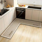 🍳 Tappeto da Cucina a Forma di L | Asciugatura Rapida e Base Antiscivolo | Assorbe Acqua e Olio | In Farina Fossile | Grigio Scuro e Beige 💧