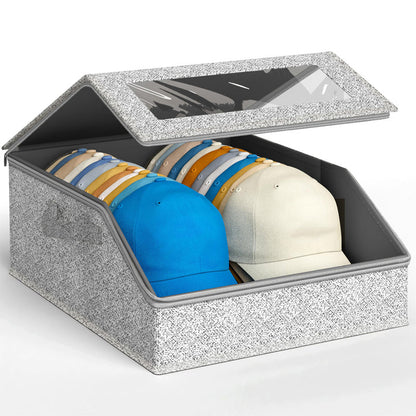 🧢 Scatola Porta Cappelli Impilabile ✨ | Finestra Trasparente e Protezione Antipolvere 👁️ | Capienza fino a 24 Berretti Anti-Deformazione 🛡️ | 42×40×18 cm, con Maniglie e Zip 🧳