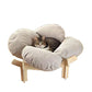 🐾 Letto Rialzato a Forma di Petalo per Animali | Cuscino Morbido in Tessuto a Coste | Struttura Stabile in Legno | 56 × 56 × 25 cm | Grigio-Bianco🛏️✨
