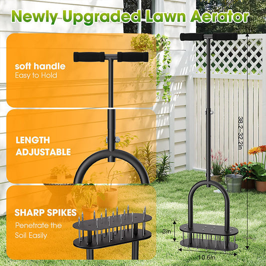 🌿Arieggiatore Manuale per Prato  | Aerazione Efficace e Profonda del Terreno 🌱 | Manico Regolabile e Molla di Espulsione 🔄 | Ideale per Cura di Giardino e Cortile 🏡 | Acciaio al Carbonio Resistente 🛠️