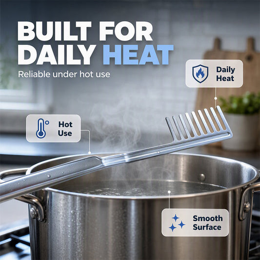Mestolo per Spaghetti in Acciaio Inox 🍝 | Design a Pettine Antiscivolo 🍴 | Presa Sicura e Facile Controllo ✋ | Manico Ispessito Antiscottatura 🛡️