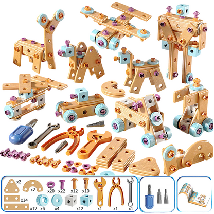 🛠️ Kit Utensili Giocattolo Educativi Fai da Te per Bambini | Set di Costruzioni STEM con Trapano Giocattolo 🔧 | Stimola Creatività, Logica e Coordinazione 🧠 | Scatola Portaoggetti Inclusa 📦 | Versioni da 124 a 190 Pezzi 👦👧