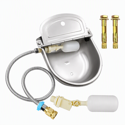 💧 Abbeveratoio Automatico in Acciaio Inox 304 per Bestiame | Con Valvola Galleggiante e Foro di Scarico | Per Cavalli, Bovini, Pecore, Cani e Fattoria 🐮🐴🌾