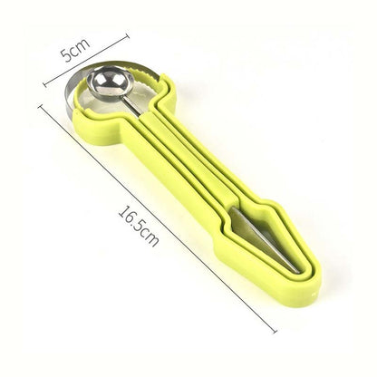 🍉 Set 3 in 1 per Anguria e Melone | Scavino, Lama a V e Separatore della Polpa 🔪 | Acciaio Inossidabile 430 e PP 🛠️ | Impugnatura Ergonomica ✋ | Perfetto per Palline di Frutta, Macedonia e Decorazioni 🎂