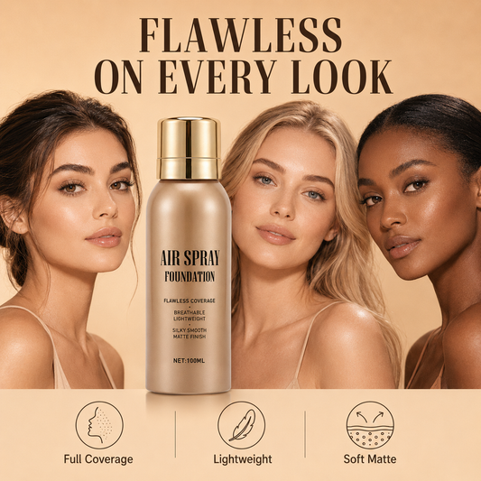 🎨Fondotinta in Spray Effetto Airbrush ✨ | Copertura Totale Naturale a Lunga Tenuta 💧 | Formula Leggera e Traspirabile Anti-Sudore 🌿 | 4 Tonalità Disponibili, 100 ml