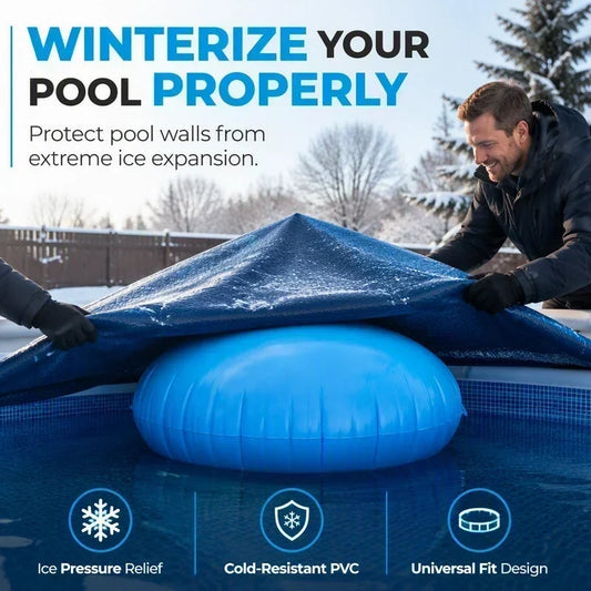 ❄️ Cuscino d'Aria Gonfiabile per Copertura Piscina 🏊 | Protegge da Ghiaccio e Ristagni 💧 | PVC Antigelo con Corde Fissaggio | Per Piscine Rotonde e Rettangolari Ø 86 cm 🛡️✨