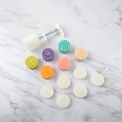 🥮 Pressa Manuale con Timbri 3D per Mooncake e Biscotti | Pistone a Molla Facile da Premere 🍰 | Motivi Dettagliati e Forma Uniforme ✨ | Materiale per Uso Alimentare 🍪