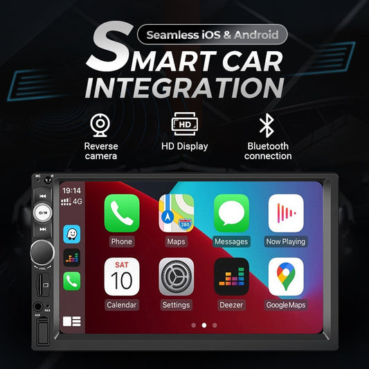 🚗 Autoradio MP5 da 7 Pollici 2 DIN | iOS e Android Auto via Cavo 📱 | Telecamera di Retromarcia, Bluetooth e Radio FM 🎵 | USB e Scheda TF, Schermo Touch 800×480 📺
