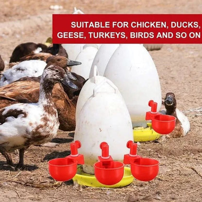 🐔 Abbeveratoio Automatico per Pollame, 10 Pezzi | Riempimento Automatico della Ciotola 💧 | Tazze Grandi per Polli, Anatre e Tacchini 🦆 | Materiale ABS Durevole, Senza Perdite 🛡️