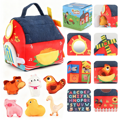 🏡 Casetta della Fattoria in Peluche per Bambini | 6 Zone di Gioco Interattive 🔄 | Pupazzi Animali per Storie e Fantasia 🐮 | Impara Lettere e Colori 🔤 | Maniglia Portatile ✈️