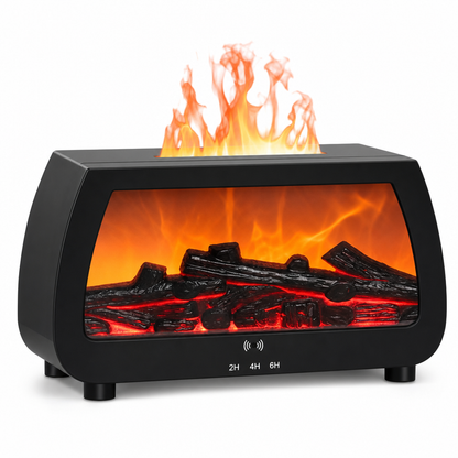 🔥 Umidificatore a Fiamma Effetto Camino | Diffusore di Aromaterapia per Oli Essenziali 🌿 | Silenzioso sotto 30 dB 😴 | Spegnimento Automatico Senza Acqua 🛡️ | Nero o Bianco ⚫
