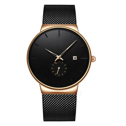 ⌚ Orologio al Quarzo Minimalista da Uomo | Resistente all'Acqua 30 m 💧 | Cinturino a Rete in Acciaio Inossidabile ⚙️ | Cassa 40 mm con Finestra Data 📅 | Elegante e Versatile 🖤