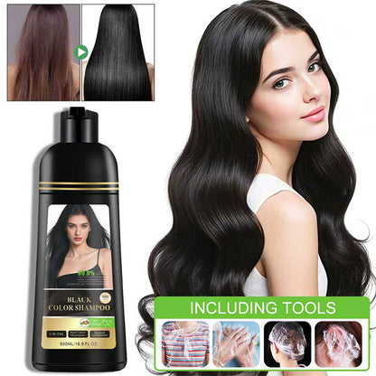 🧴 Shampoo Colorante 3-in-1 per Capelli ✨ | Copre i Capelli Bianchi, Nutre e Lucida Senza Ammoniaca 🌿 | Formula agli Estratti Botanici Facile a Casa, 5 Tonalità 500ml 💆‍♀️