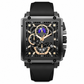 ⌚ Orologio Uomo al Quarzo Quadrato | Cinturino in silicone, quadrante traforato con calendario e lancette luminose | Impermeabile 30 m