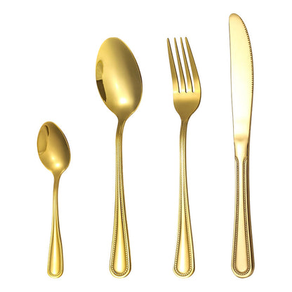 🍴Set Posate da Tavola 4 Pezzi in Acciaio Inox 🍽️ | Finitura a Specchio Antigraffio ✨ | Taglio di Precisione per Cene Eleganti 🥩 | Design Raffinato Ergonomico