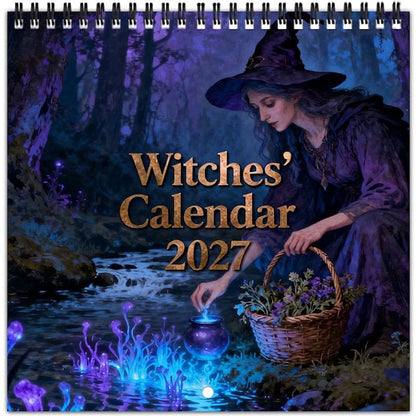 🔮Calendario da Parete 2027 Streghe Mistiche 🌙 | 12 Mesi con Illustrazioni Fantasy | Carta Patinata 20 × 20 cm per Camera, Studio e Ufficio