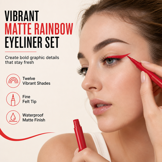 🌈Eyeliner Liquido Colorato Opaco 🎨 | Punta Fine per Linee Precise, Resistente ad Acqua e Sbavature | 12 Colori Disponibili