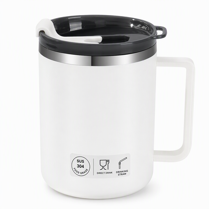 Tazza Termica con Coperchio ☕🥤 | Acciaio Inox 304 a Doppia Parete per Caffè e Bevande | Apertura Doppia