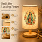 Lampada da Tavolo con Immagine della Vergine Maria 🕯️🌹 | Paralume in Tessuto e Base in Legno | Luce Soffusa per Comodino o Angolo di Preghiera