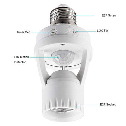 💡 Portalampada con Sensore di Movimento PIR E27 🚶‍♂️ | Rilevamento Infrarossi 360° con Timer e LUX Regolabili ⚙️ | Accensione Automatica per Corridoi, Scale e Garage 🏠⚡