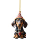 🎄 Decorazione Natalizia a Forma di Bassotto 🐕 | Pendente per Auto, Albero di Natale e Zaini ✨ | Acrilico Resistente e Impermeabile ❄️ | Set da 2 Pezzi in 7 Stili