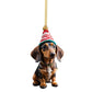 🎄 Decorazione Natalizia a Forma di Bassotto 🐕 | Pendente per Auto, Albero di Natale e Zaini ✨ | Acrilico Resistente e Impermeabile ❄️ | Set da 2 Pezzi in 7 Stili