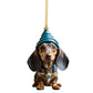 🎄 Decorazione Natalizia a Forma di Bassotto 🐕 | Pendente per Auto, Albero di Natale e Zaini ✨ | Acrilico Resistente e Impermeabile ❄️ | Set da 2 Pezzi in 7 Stili