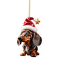 🎄 Decorazione Natalizia a Forma di Bassotto 🐕 | Pendente per Auto, Albero di Natale e Zaini ✨ | Acrilico Resistente e Impermeabile ❄️ | Set da 2 Pezzi in 7 Stili