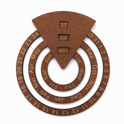 🗓️ Calendario Perpetuo Rotante in Legno ✨ | Dischi Circolari Concentrici da Parete 🪵 | Riutilizzabile all'Infinito Senza Spreco di Carta 🌿 | Design Nordico per Salotto e Studio 🏡