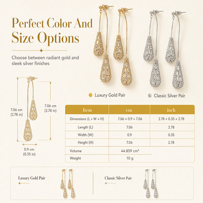 ✨ Orecchini Pendenti 2 in 1 con Nappa e Zirconi a Goccia | Doppio Utilizzo Punto Luce e Cascata Brillante | Placcatura Oro e Argento Anallergici per Cerimonie e Serate 💎
