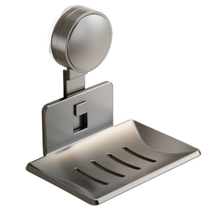 🧼 Portasapone a Parete con Ventosa Sottovuoto ✨ | Drenaggio Rapido a V Antiristagno, Zero Fori 💧 | In Alluminio Spaziale Antiruggine per Doccia e Bagno, 14×9,5cm 🚿