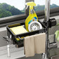 🚰 Organizer da Rubinetto in Alluminio Spaziale 🧼 Portaspugne Antiruggine con Vaschetta Drenante e Asta Strofinaccio | Fissaggio Rapido a Scatto Senza Fori per Lavello ✨