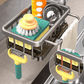 🚰 Organizer da Rubinetto in Alluminio Spaziale 🧼 Portaspugne Antiruggine con Vaschetta Drenante e Asta Strofinaccio | Fissaggio Rapido a Scatto Senza Fori per Lavello ✨