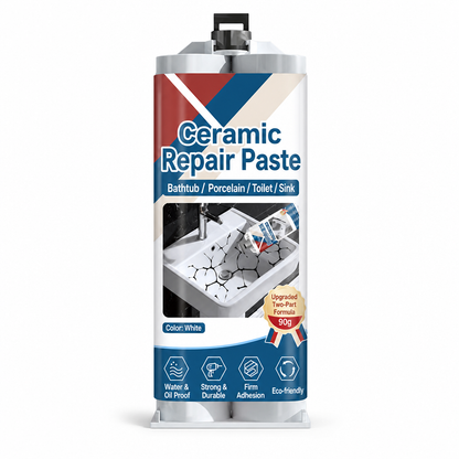 🛁 Pasta Riparatrice Epossidica per Ceramica e Piastrelle ✨ | Sigillante Bicomponente Impermeabile Bianco 90g 🛠️ | Ripara Crepe e Scheggiature su Lavabi, Vasche e WC 🏡