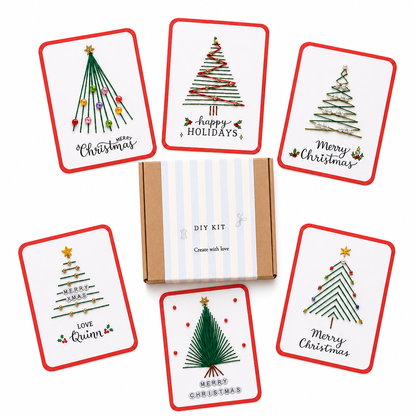 🎄 Kit Fai da Te Biglietti di Auguri Natalizi 🎁 | Ricamo a Mano con Fili Colorati e Perline ✨ | Tracciati Prestampati per Principianti 🪡 | Regalo Artigianale di Buon Natale 💌