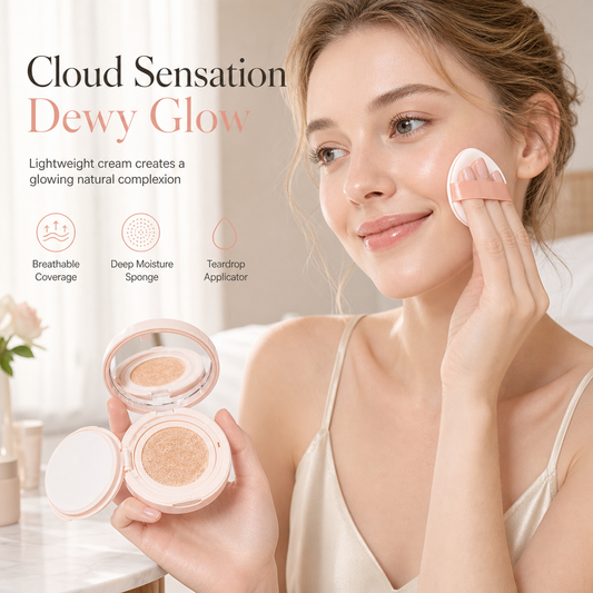 🌸 Fondotinta Cushion Idratante a Coprenza Naturale ✨ | Texture Leggera Traspirante Effetto Nuvola 💧 | Lunga Tenuta con Spugnetta e Specchietto 🪞