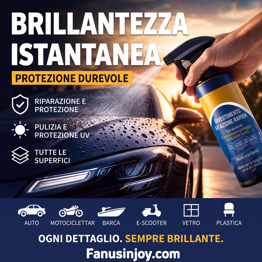 🚗 Spray Nanotecnologico per Lucidatura e Rivestimento Auto ✨ | Idrorepellente Effetto Loto e Protezione UV 💧 | Lucentezza a Specchio con Panno 🛡️