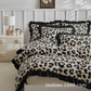 🐆 Parure Copripiumino con Balze e Fantasia Leopardata 🛏️ | Microfibra Spazzolata Ultra Morbida ✨ | Set Sacco Piumone e Federe Eleganti 🌙