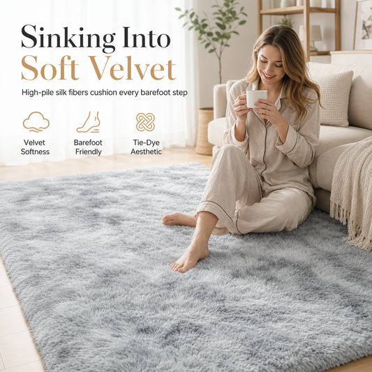 🛋️ Tappeto Morbido Peloso Shaggy Effetto Nuvola ☁️ | Spesso Velluto Termico Anti-Freddo ✨ | Fondo Antiscivolo Sicuro Anti-Perdita Pelo 🦶 | Per Camera da Letto e Salotto 🏠