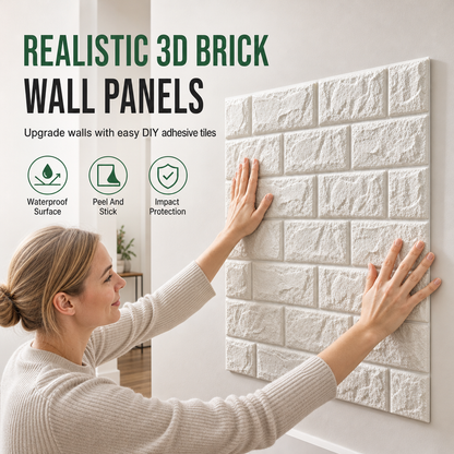 🧱 Pannelli Murali 3D Autoadesivi Effetto Mattone 🏡 | Schiuma XPE Morbida Antiurto 🛡️ | Impermeabile e Lavabile 💧 | Copre Crepe e Macchie | Rivestimento Fai-da-Te ✨
