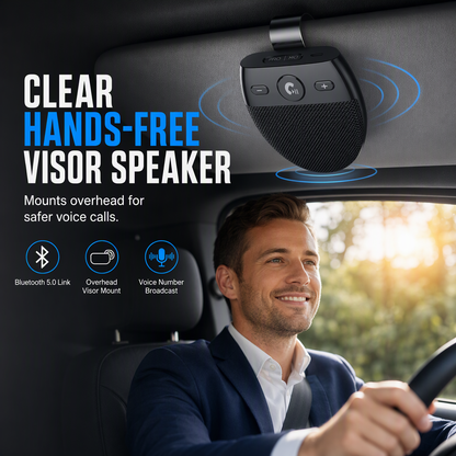 🚗 Vivavoce Bluetooth per Auto SP11 da Parasole 📱 | Chiamate Vivavoce con Sensore Vibrazione ⚡ | Connessione Doppia a 2 Telefoni e Audio GPS 🎶 | Clip in Acciaio e Type-C 🔋