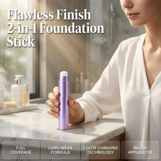 💄 Fondotinta in Stick 2-in-1 con Pennello Integrato (10g) | Formula Adattamento Tono Effetto Seconda Pelle | Uniforma l'Incarnato, Copre Imperfezioni e Dona Luminosità ✨🖌️