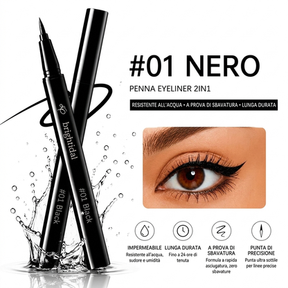 👁️ Penna Eyeliner Liquido Waterproof 24H 🖊️ | Punta Ultra-Fine Anti-Sbavatura a Prova di Sudore e Acqua ✨ | Tratto Preciso Intenso per Occhi Sensibili in Nero e Marrone 🖤🤎