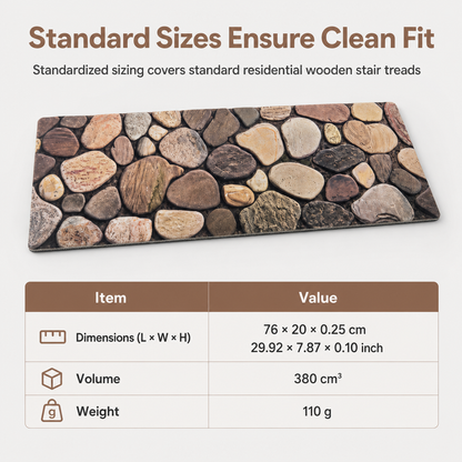 🪜 Tappetini Antiscivolo per Gradini Scale in Diatomee 4 Pezzi 🐾 | Motivo Ciottoli 3D Assorbente e Insonorizzante 🔇 | Base in Gomma Grip Senza Colla per Gradini in Legno ✨🏡